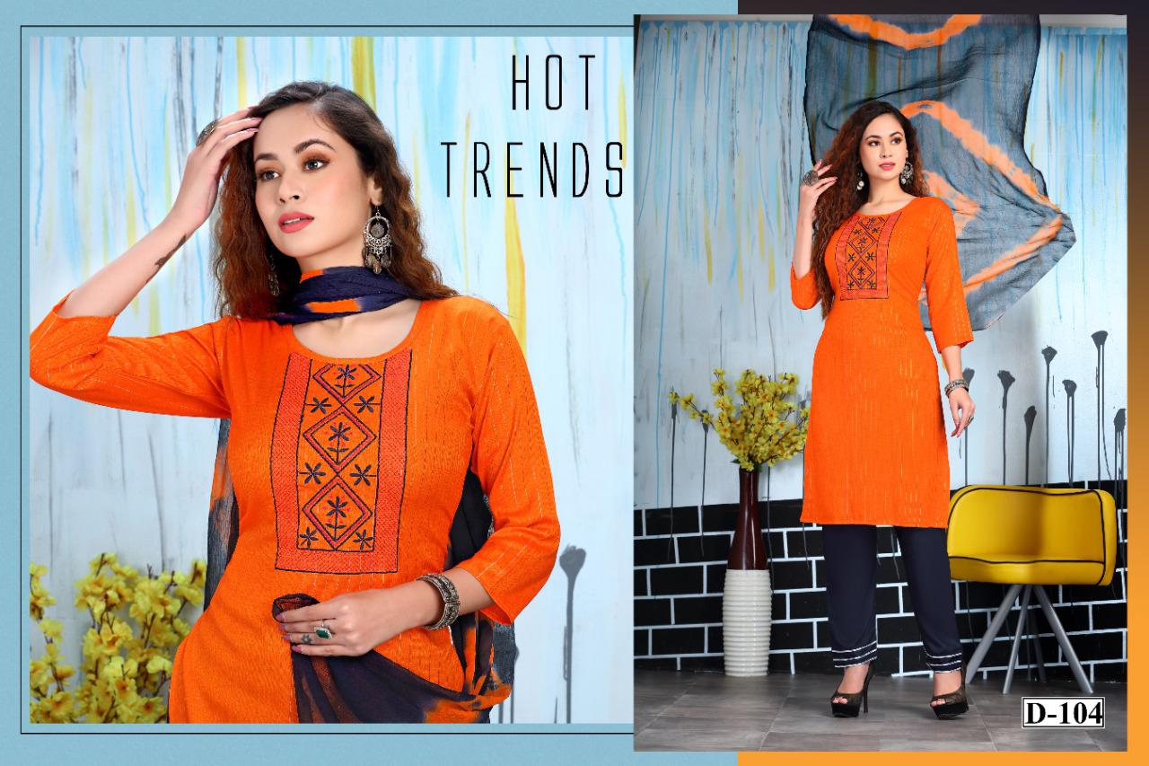 Bq Lurex 101 Rayon Printed Ethic Wear Kurti With Bottom And Dupatta Readymade Collection